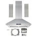 Cosmo Range Hood Cosmo 30" Island Range Hood with 3-Speed Fan, 380 CFM, Permanent Filters, LED Lights, Soft Touch Controls, Ducted Kitchen Vent Hood Extractor in Stainless Steel COS-63ISS75