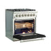 Forno Ranges Forno 30-Inch Capriasca Dual Fuel Range with 5 Gas Burners and 240v Electric Oven in Stainless Steel with Black Door (FFSGS6187-30BLK)