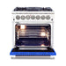 Forno Ranges Forno 30-Inch Capriasca Dual Fuel Range with 5 Gas Burners and 240v Electric Oven in Stainless Steel with Blue Door (FFSGS6187-30BLU)