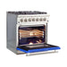 Forno Ranges Forno 30-Inch Capriasca Dual Fuel Range with 5 Gas Burners and 240v Electric Oven in Stainless Steel with Blue Door (FFSGS6187-30BLU)