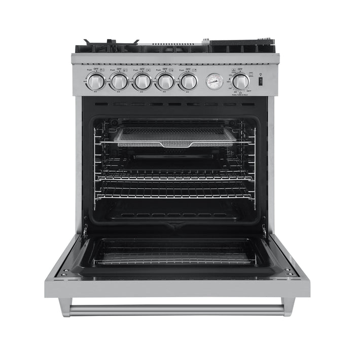 Forno Ranges Forno 30-Inch Lazio Gas Range with 5 Sealed Burner, Air Fryer, Wok Ring, & Reversible Griddle in Stainless Steel (FFSGS6276-30)