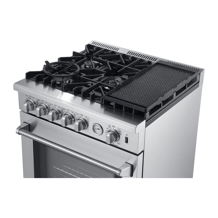 Forno Ranges Forno 30-Inch Lazio Gas Range with 5 Sealed Burner, Air Fryer, Wok Ring, & Reversible Griddle in Stainless Steel (FFSGS6276-30)