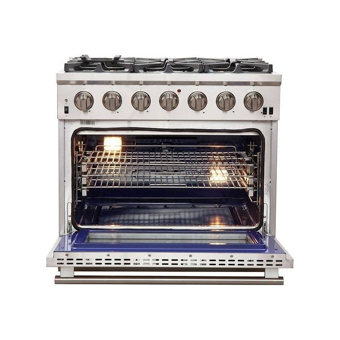 Forno Ranges Forno 36-Inch Capriasca Gas Range with 6 Burners, Convection Oven and 120,000 BTUs FFSGS6260-36