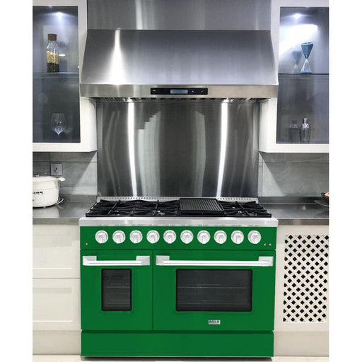 Hallman Range Hallman 48 In. Range with Gas Burners and Electric Oven, Emerald Green with Chrome Trim - Bold Series, HBRDF48CMGN