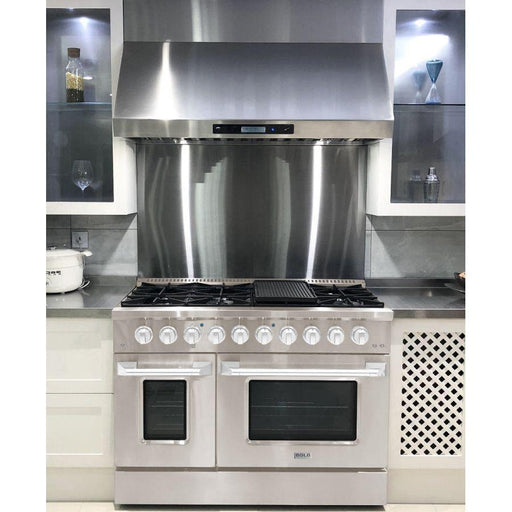 Hallman Range Hallman 48 In. Range with Propane Gas Burners and Electric Oven, Stainless Steel with Chrome Trim - Bold Series, HBRDF48CMSS-LP