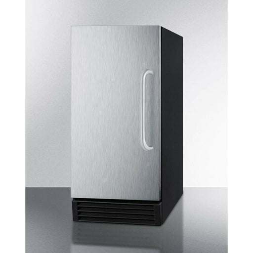 Summit Ice Makers Summit 15" Built-In Ice Maker with 50 lbs. Cube Ice, Reversible Door, NSF Listed, UL Listed, Energy Star Certified, CFC Free, Automatic Defrost, Commercially Approved, Built-In Pump, Clear Ice Cube, Sealed Back in Stainless Steel -BIM44G