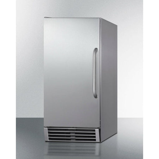 Summit Ice Makers Summit 15" Clear Ice Maker with up to 50 lb Daily Production, 25 lb Storage Capacity, Energy Star, Automatic Defrost, Built In Pump, Insulated Storage Bin, in Stainless Steel - BIM44GCSS