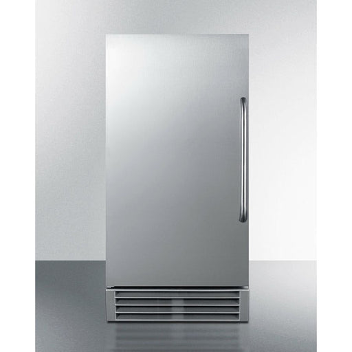 Summit Ice Makers Summit 15" Clear Ice Maker with up to 50 lb Daily Production, 25 lb Storage Capacity, Energy Star, Automatic Defrost, Built In Pump, Insulated Storage Bin, in Stainless Steel - BIM44GCSS