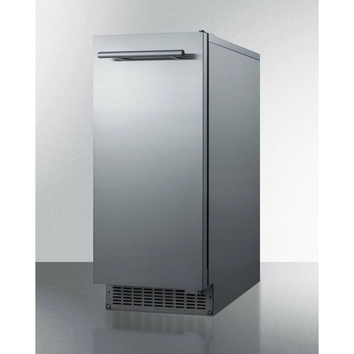 Summit Ice Makers Stainless Steel Summit 15" Icemaker with 62 lb daily Production, 0.98 cu. ft. Capacity, Built-In Pump, Frost Free Defrost, Outdoor Capable, in Panel Ready - BIM68OSPUMP