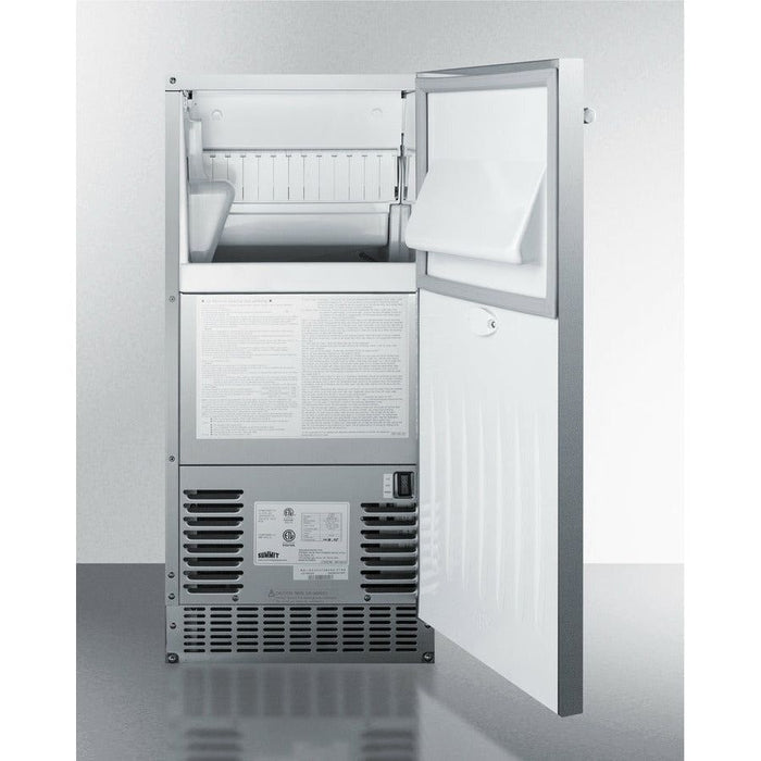 Summit Ice Makers Summit 15" Outdoor Icemaker with 62 lbs. Daily Production, Clear Ice and Frost-Free Operation in Panel Ready - BIM68OSGDR