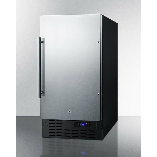 Summit Ice Makers Stainless Steel Summit 18" Built-In Ice Maker with 8 lbs. Daily Ice Production, Crescent Ice, ADA Compliant, ETL Listed, Frost-Free Operation, Factory Installed Lock - BIM18