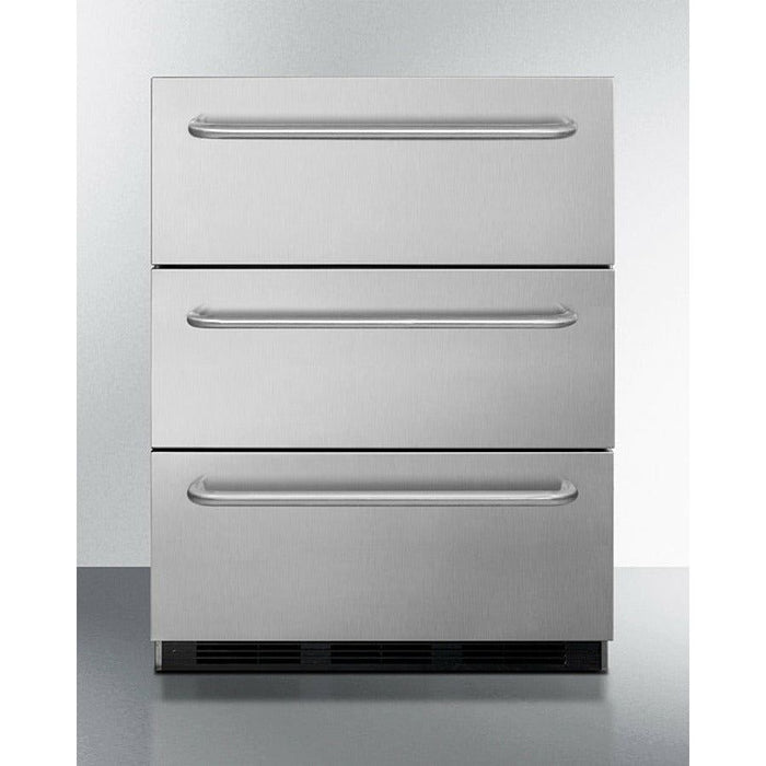 Summit Refrigerators Summit 24" Wide 3-Drawer All-Refrigerator, ADA Compliant with 3.1 Cu. Ft. Capacity, Fan Cooled Compressor, Adjustable Thermostat, All Stainless Steel Finish - SP6DBSSTB7