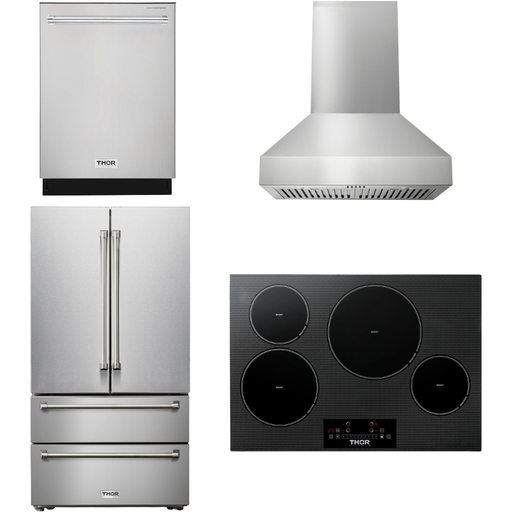 Thor Kitchen Kitchen Appliance Packages Thor Kitchen 30 In. Induction Cooktop, Range Hood, Refrigerator, Dishwasher Appliance Package