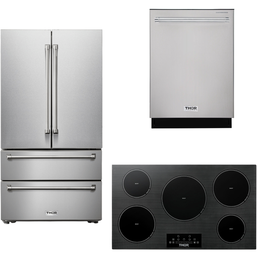 Thor Kitchen Kitchen Appliance Packages Thor Kitchen 36 In. Induction Cooktop, Refrigerator, Dishwasher Appliance Package