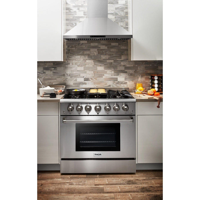 Thor Kitchen Kitchen Appliance Packages Thor Kitchen 36 in. Propane Gas Range and 36 in. Range Hood Professional Appliance Package