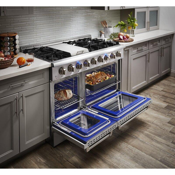 Thor Kitchen Kitchen Appliance Packages Thor Kitchen 48 in. Propane Gas Burner, Electric Oven Range and Range Hood Appliance Package