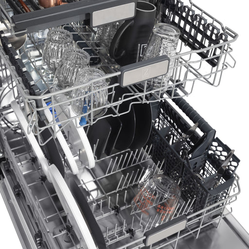 ZLINE Dishwashers ZLINE 24 In. Monument Series 3rd Rack Top Touch Control Dishwasher in DuraSnow® Stainless Steel, 45dBa, DWMT-SN-24