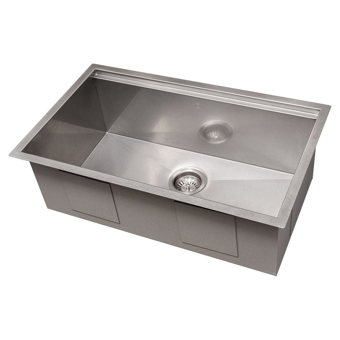 ZLINE Kitchen Sinks ZLINE 30 in. Garmisch Undermount Single Bowl DuraSnow® Stainless Steel Kitchen Sink with Bottom Grid and Accessories, SLS-30S