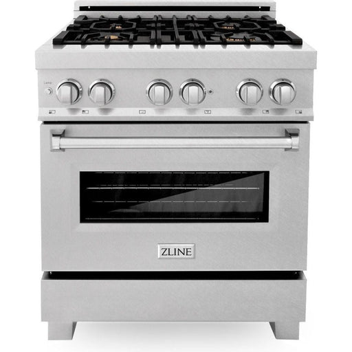 ZLINE Ranges ZLINE 30 in. Professional Range with Gas Burner and Electric Oven In DuraSnow Stainless with Brass Burners RAS-SN-BR-30