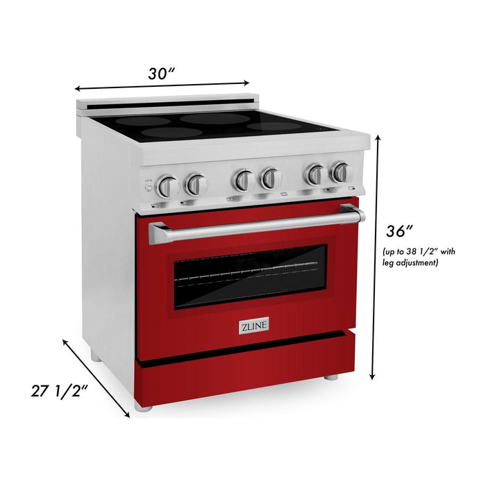 ZLINE Ranges ZLINE 30 Inch 4.0 cu. ft. Induction Range with a 4 Element Stove and Electric Oven in Red Gloss, RAIND-RG-30
