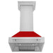 ZLINE Range Hoods ZLINE 30 Inch Stainless Steel Range Hood with Red Matte Shell and Stainless Steel Handle, 8654STX-RM-30