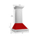 ZLINE Range Hoods ZLINE 30 Inch Stainless Steel Range Hood with Red Matte Shell and Stainless Steel Handle, 8654STX-RM-30