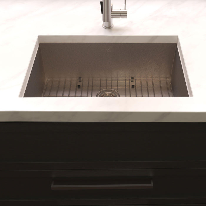 ZLINE Kitchen Sinks ZLINE 33 in. Meribel Undermount Single Bowl DuraSnow Stainless Steel Kitchen Sink with Bottom Grid SRS-33S