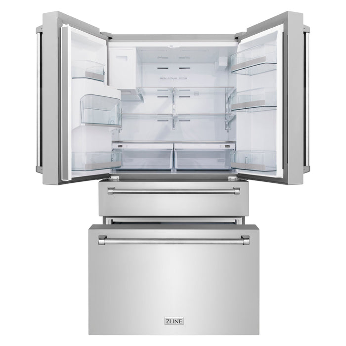 ZLINE Refrigerators ZLINE 36 In. French Door Refrigerator with Water Dispenser, Ice Maker In Fingerprint Resistant Stainless Steel RFM-W-36