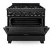 ZLINE Ranges ZLINE 36 in. Professional 4.6 cu. ft. 6 Gas on Gas Range In Black Stainless Steel with Brass Burners RGB-BR-36