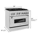 ZLINE Ranges ZLINE 36 in. Professional Dual Fuel Range with Gas Burner and Electric Oven In Stainless Steel with DuraSnow Finish Door RA-SN-36