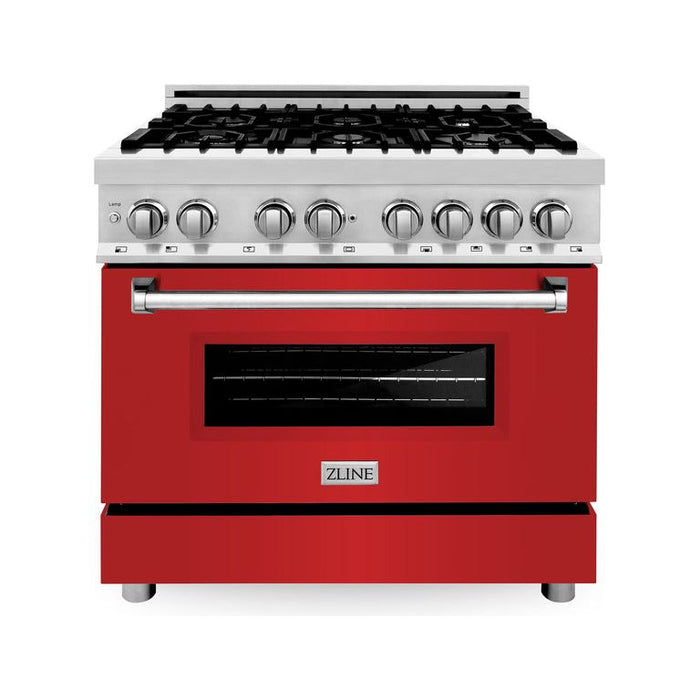 ZLINE Ranges Red Matte ZLINE 36 in. Professional Dual Fuel Range with Gas Burner and Electric Oven