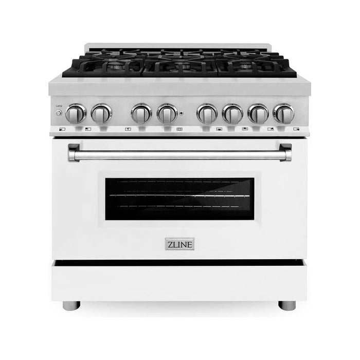 ZLINE Ranges White Matte ZLINE 36 in. Professional Dual Fuel Range with Gas Burner and Electric Oven