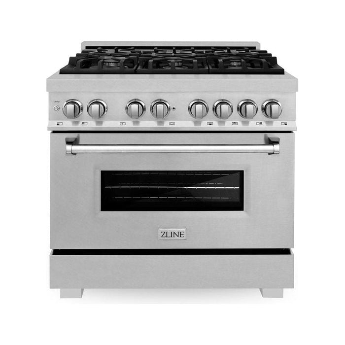 ZLINE Ranges DuraSnow Stainless ZLINE 36 in. Professional Dual Fuel Range with Gas Burner and Electric Oven