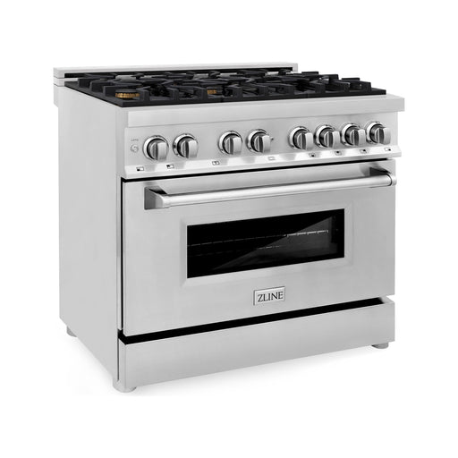 ZLINE Ranges ZLINE 36 in. Professional Gas Burner/Electric Oven Stainless Steel Range with Brass Burners RA-BR-36