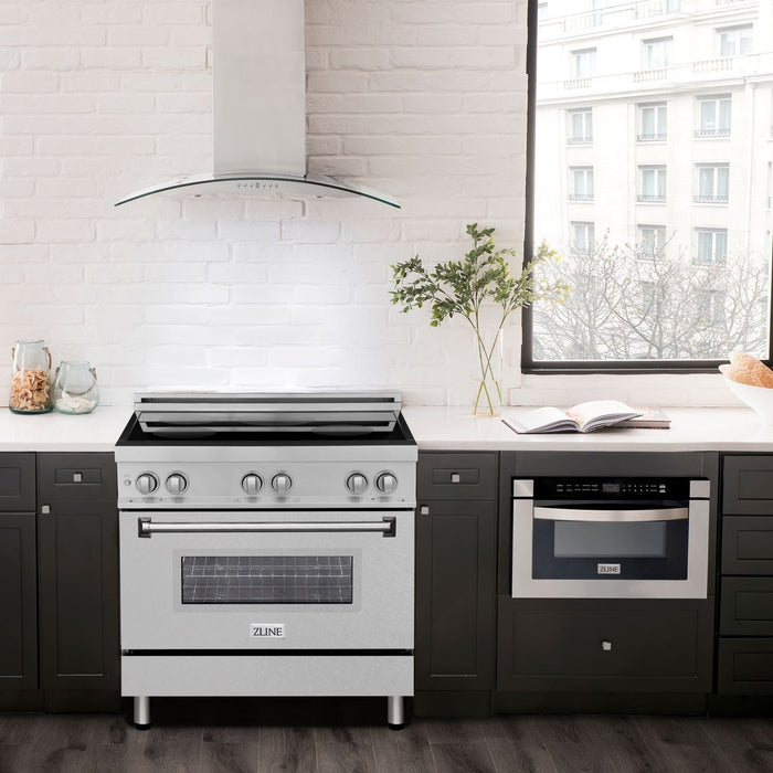 ZLINE Ranges ZLINE 36 Inch 4.6 cu. ft. Induction Range with a 4 Element Stove and Electric Oven in DuraSnow® Stainless Steel, RAIND-SN-36