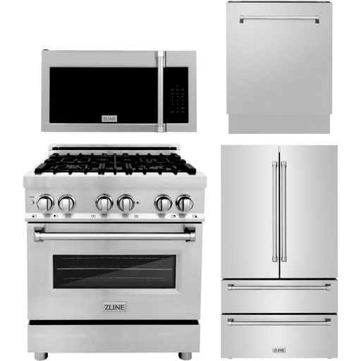 ZLINE Kitchen Appliance Packages ZLINE Appliance Package - 30 in. Dual Fuel Range, Over-the-Range Microwave, 3 Rack Dishwasher, Refrigerator, 4KPR-RAOTRH30-DWV