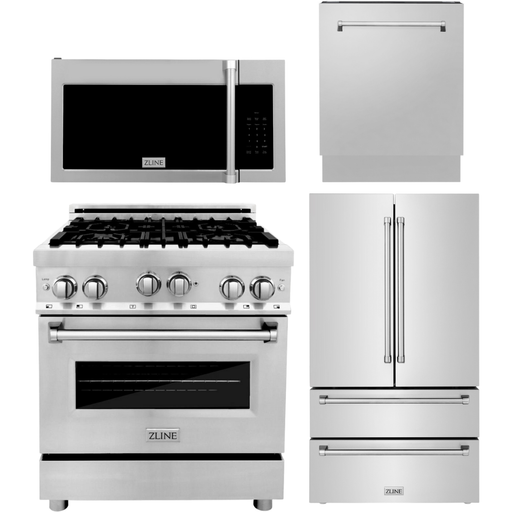 ZLINE Kitchen Appliance Packages ZLINE Appliance Package - 30 in. Gas Range, Microwave, 3 Rack Dishwasher, Refrigerator, 4KPR-RGOTRH30-DWV