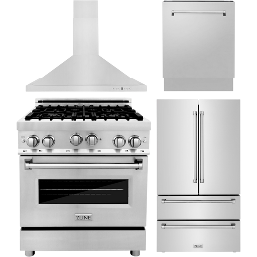 ZLINE Kitchen Appliance Packages ZLINE Appliance Package - 30 in. Gas Range, Range Hood, 3 Rack Dishwasher, Refrigerator, 4KPR-RGRH30-DWV
