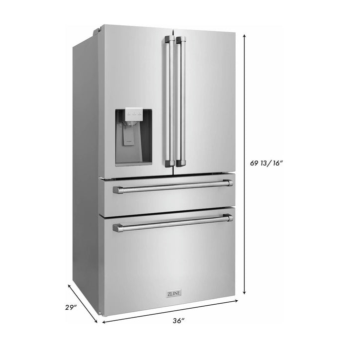 ZLINE Kitchen Appliance Packages ZLINE Appliance Package - 30 In. Rangetop, Range Hood, Refrigerator with Water and Ice Dispenser and Wall Oven, 4KPRW-RTRH30-AWD