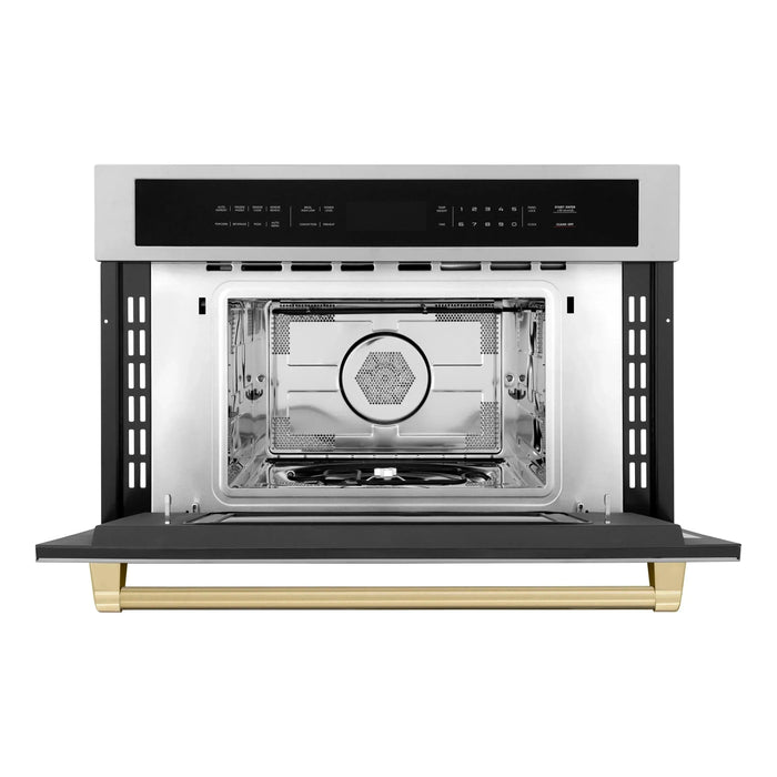 ZLINE Kitchen Appliance Packages ZLINE Autograph Bronze Package - 36" Rangetop, 36" Range Hood, Dishwasher, Refrigerator with External Water and Ice Dispenser, Microwave Oven, Wall Oven