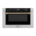 ZLINE Microwaves ZLINE Autograph Edition 24" 1.2 cu. ft. Built-in Microwave Drawer with a Traditional Handle in Stainless Steel and Champagne Bronze Accents, MWDZ-1-H-CB