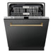 ZLINE Dishwashers ZLINE Autograph Edition 24 In. 3rd Rack Top Touch Control Tall Tub Dishwasher in Black Stainless Steel with Champagne Bronze Handle, DWMTZ-BS-24-CB