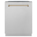 ZLINE Dishwashers ZLINE Autograph Edition 24 in. Tall Dishwasher, Touch Control in DuraSnow® Stainless Steel with Champagne Bronze Handle, DWMTZ-SN-24-CB