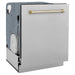 ZLINE Dishwashers ZLINE Autograph Edition 24 in. Tall Dishwasher, Touch Control in DuraSnow® Stainless Steel with Gold Handle, DWMTZ-SN-24-G