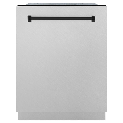 ZLINE Dishwashers ZLINE Autograph Edition 24 in. Tall Dishwasher, Touch Control in DuraSnow® Stainless Steel with Matte Black Handle, DWMTZ-SN-24-MB
