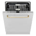 ZLINE Dishwashers ZLINE Autograph Edition 24 In. Tall Dishwasher, Touch Control, in Stainless Steel with Gold Handle, DWMTZ-304-24-G