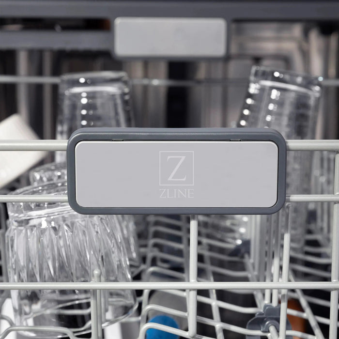 ZLINE Dishwashers ZLINE Autograph Edition 24 inch Tall Dishwasher, Touch Control, in White Matte with Champagne Bronze Handle, DWMTZ-WM-24-CB