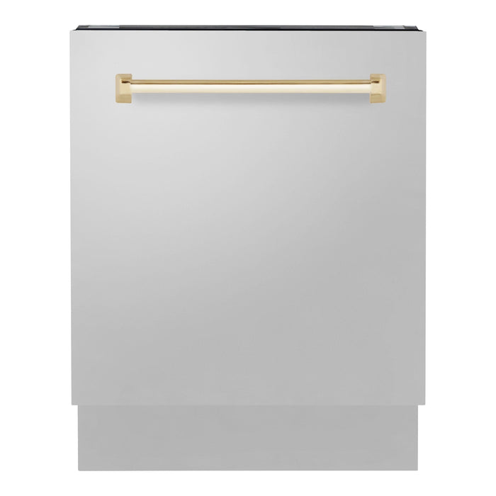 ZLINE Kitchen Appliance Packages ZLINE Autograph Gold Package - 48" Rangetop, 48" Range Hood, Dishwasher, Refrigerator