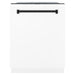 ZLINE Kitchen Appliance Packages ZLINE Autograph Package - 36 In. Gas Range, Range Hood, Dishwasher in White Matte with Matte Black Accents, 3AKP-RGWMRHDWM36-MB