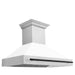 ZLINE Kitchen Appliance Packages ZLINE Autograph Package - 48 In. Dual Fuel Range and Range Hood in DuraSnow® Stainless Steel with White Matte Door and Matte Black Accents, 2AKPR-RASWMRH48-MB